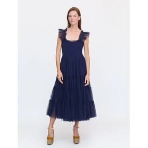 Hill House Collectors Edition Tulle The Nap Dress Navy Blue Sheer Size Small